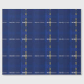 Geplaid in blauw op blauw, goud en zilver cadeaupapier (Vlak)
