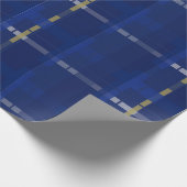 Geplaid in blauw op blauw, goud en zilver cadeaupapier (Hoek)