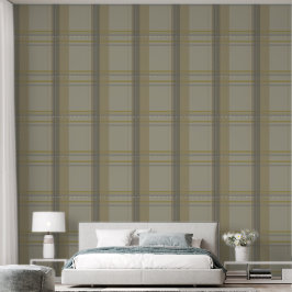 Geplaid in goud, zilver, koper, grijs & beige behang