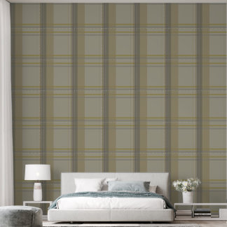 Geplaid in goud, zilver, koper, grijs & beige behang