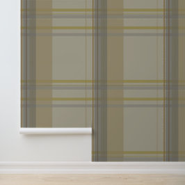 Geplaid in goud, zilver, koper, grijs & beige behang
