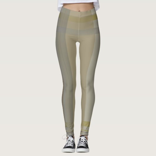 Geplaid in goud, zilver, koper, grijs & beige leggings (Voorkant)
