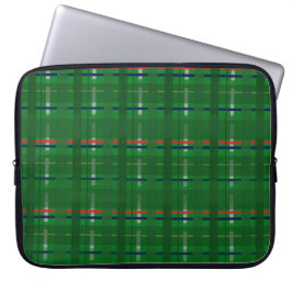 Geplaid in Groenen op groen, rood, blauw, goud & z Laptop Sleeve