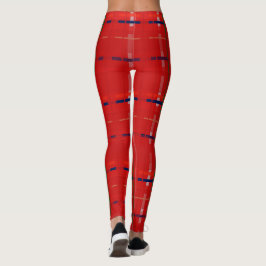 Geplaid in rood, goud, groen, zilver en blauw leggings