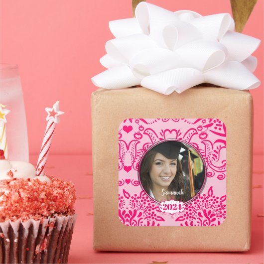 Geplakt Afstuderen of zestien foto-Stickers Vierkante Sticker (Feest)