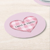 Geplakt hart 3D met gekoppelde namen Ronde Kartonnen Onderzetter (Gebogen)