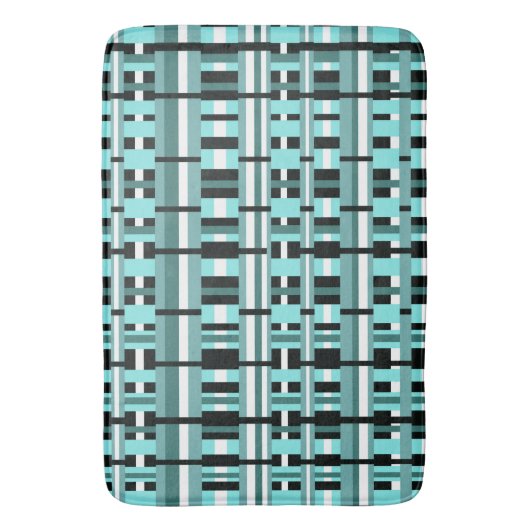 Geplakt in Aqua, Blauwgroen, zwart en wit, koud Badmat (Voorkant Verticaal)