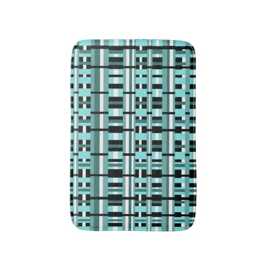 Geplakt in Aqua, Blauwgroen, zwart en wit, koud Badmat (Voorkant Verticaal)