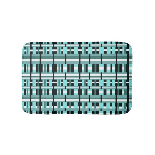 Geplakt in Aqua, Blauwgroen, zwart en wit, koud Badmat (Voorkant)