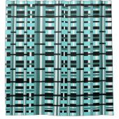 Geplakt in Aqua, Blauwgroen, zwart en wit, koud Douchegordijn (Voorkant)