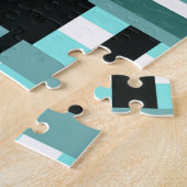 Geplakt in Aqua, Blauwgroen, zwart en wit Legpuzzel (Zijkant)
