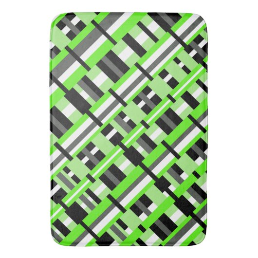 Geplakt in Lime Green, Black & Grey Diagonal Badmat (Voorkant Verticaal)