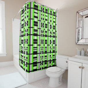 Geplakt in Lime Green, Black & Grey Douchegordijn
