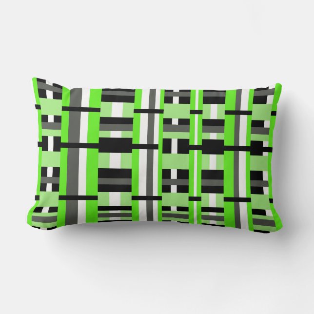 Geplakt in Lime Green, Black & Grey Kussen (Voorkant)