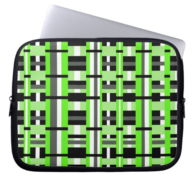 Geplakt in Lime Green, Black & Grey Laptop Sleeve (Voorkant)