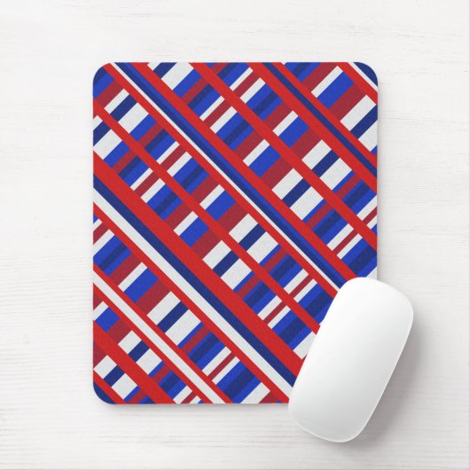 Geplakt in Rood, Wit & Blauw Diagonal Muismat (Met muis)