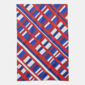 Geplakt in Rood, Wit & Blauw Diagonal Theedoek (Verticaal)