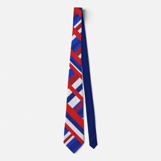 Geplakt in rood, wit, blauw modern patroon stropdas (Voorkant)