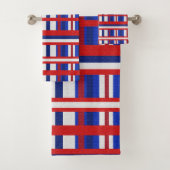 Geplakt in rood, wit en blauw bad handdoek (Insitu)