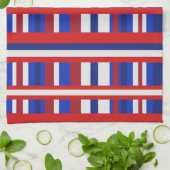 Geplakt in rood, wit en blauw theedoek (Gevouwen)