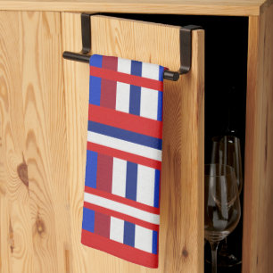 Geplakt in rood, wit en blauw theedoek