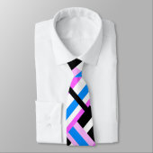 Geplakt in roze en blauw modern patroon stropdas (Gebonden)