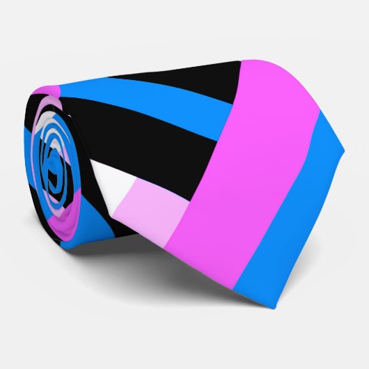 Geplakt in roze en blauw modern patroon stropdas (Opgerold)