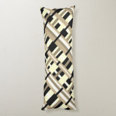 Geplakt in Taupe, Tan, Zwart, Wit Diagonaal Lichaamskussen (Achterkant (Verticaal))