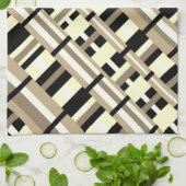 Geplakt in Taupe, Tan, Zwart, Wit Diagonaal Theedoek (Gevouwen)