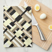 Geplakt in Taupe, Tan, Zwart, Wit Diagonaal Theedoek (Quarter Fold)