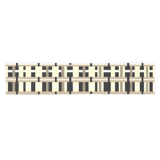 Geplakt in Taupe, Tan, Zwart, Wit Modern Korte Tafelloper (Horizontaal)