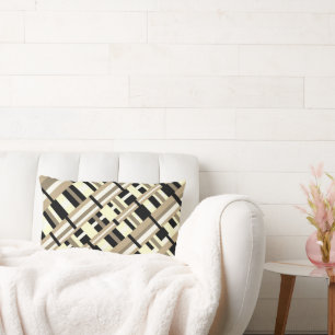 Geplakt in Taupe, Tan, Zwart, Wit Modern Kussen