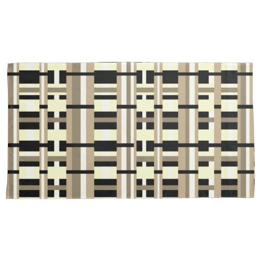 Geplakt in Taupe, Tan, Zwart, Wit Modern Kussensloop (Voorkant-Rechts)