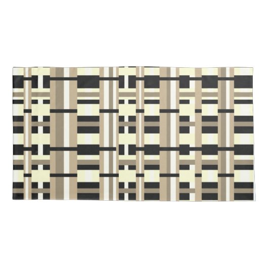 Geplakt in Taupe, Tan, Zwart, Wit Modern Kussensloop (Achterkant-Links)