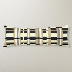 Geplakt in Taupe, Tan, Zwart, Wit Modern Lichaamskussen