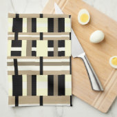 Geplakt in Taupe, Tan, Zwart, Wit Modern Theedoek (Quarter Fold)