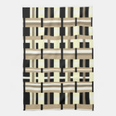 Geplakt in Taupe, Tan, Zwart, Wit Modern Theedoek (Verticaal)