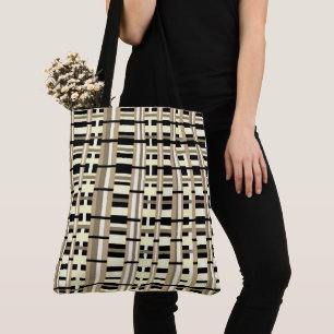 Geplakt in Taupe, Tan, Zwart, Wit Modern Tote Bag