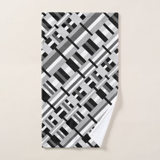 Geplakt in zwart, wit en grijs diagonaal bad handdoek (Handdoek)