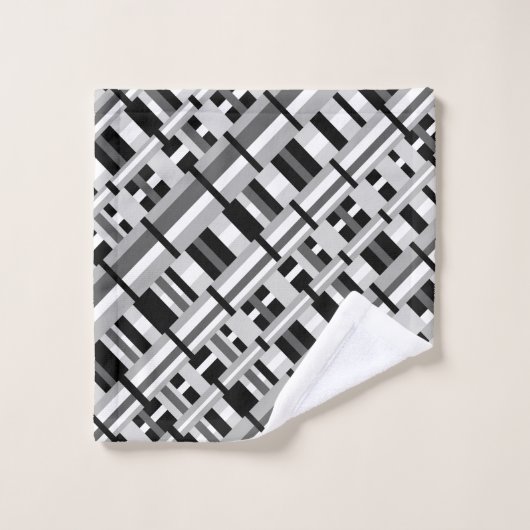 Geplakt in zwart, wit en grijs diagonaal bad handdoek (Wasdoekje)