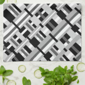 Geplakt in zwart, wit en grijs diagonaal theedoek (Gevouwen)