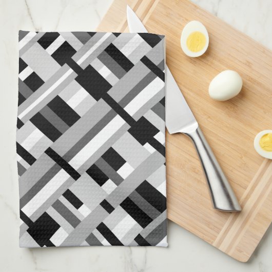 Geplakt in zwart, wit en grijs diagonaal theedoek (Quarter Fold)