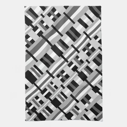 Geplakt in zwart, wit en grijs diagonaal theedoek (Verticaal)