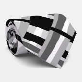 Geplakt in zwart, wit en grijs modern patroon stropdas (Opgerold)