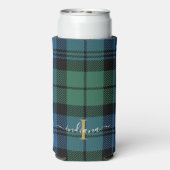 Geplakt monogram ritssluiter Tartan Aangepast Seltzer Blikjeskoeler (Seltzer Achterkant)