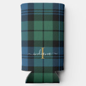 Geplakt monogram ritssluiter Tartan Aangepast Seltzer Blikjeskoeler (Achterkant)