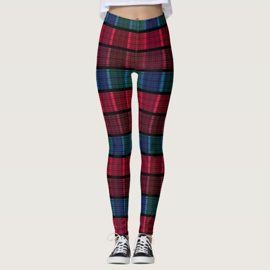 Geplakt, mooi geblazen, meerkleurig gelid, tartan leggings (Voorkant)