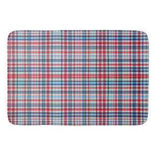, geplakt rood wit blauw patroon badmat