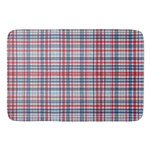 , geplakt rood wit blauw patroon badmat (Voorkant)