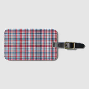 , geplakt rood wit blauw patroon bagagelabel